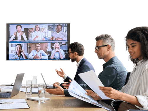 people in a virtual meeting