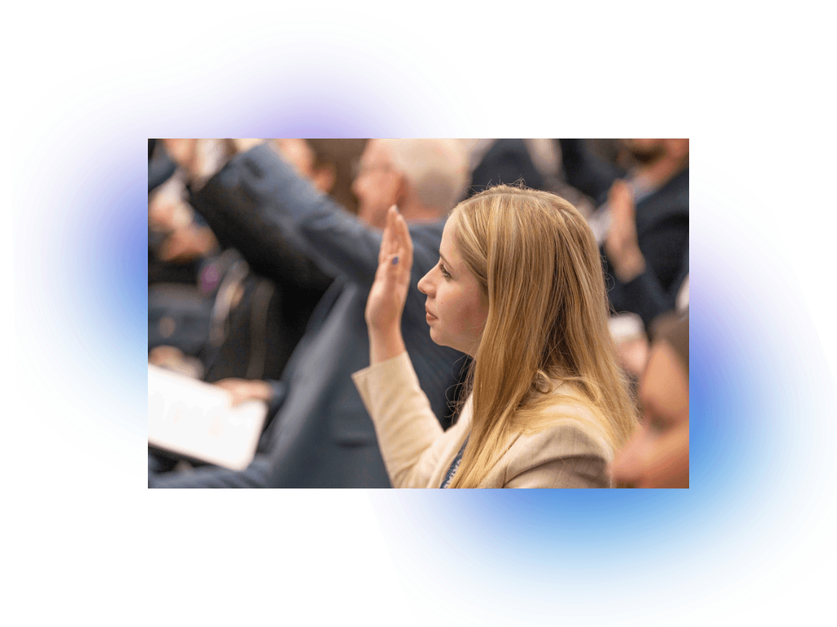 A convening attendee engaging in a session
