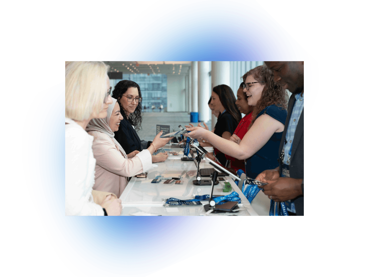 A busy Convene registration desk